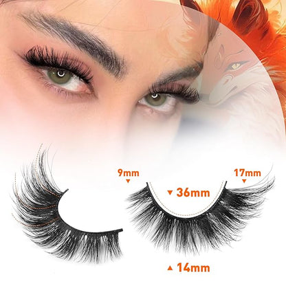 Fox Eye Lashes Mink Lashes Wispy 14 Pairs Cat Eye Lashes Strip False Eyelashes Natural Fake Eyelashes Pack by TNFVLONEINS
