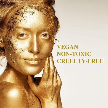 MEICOLY Cream Gold Face Body Paint,2.1Oz Smudge-proof Gold Body Paint,Water Based Washable Full Body Paint for Adults and Kids,Halloween SFX Special Effects Christmas Highlight Makeup,Metallic Gold