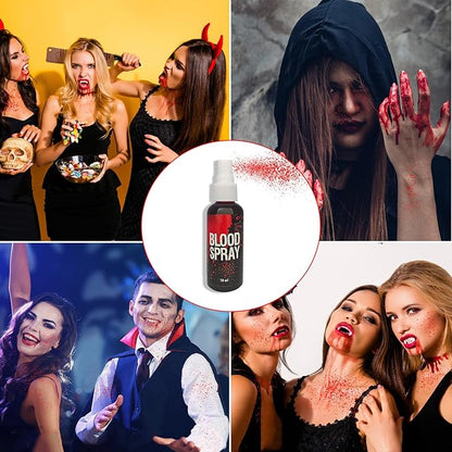 Halloween Fake Blood Spray,Blood Splatter Realistic Liquid Fake Blood Washable,Fake Blood for Clothes,Special Effects SFX Makeup Kit for Zombie Bride,Vampire,Monster SFX Scary Clown Dress Up