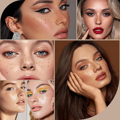 Makeup Patches - Gold Glitter Freckles Face Tattoo - Face Glitter Freckles - Sparkle Freckle Tattoo Makeup Patches for Women & Girls | Cosmetic Glitter for Face
