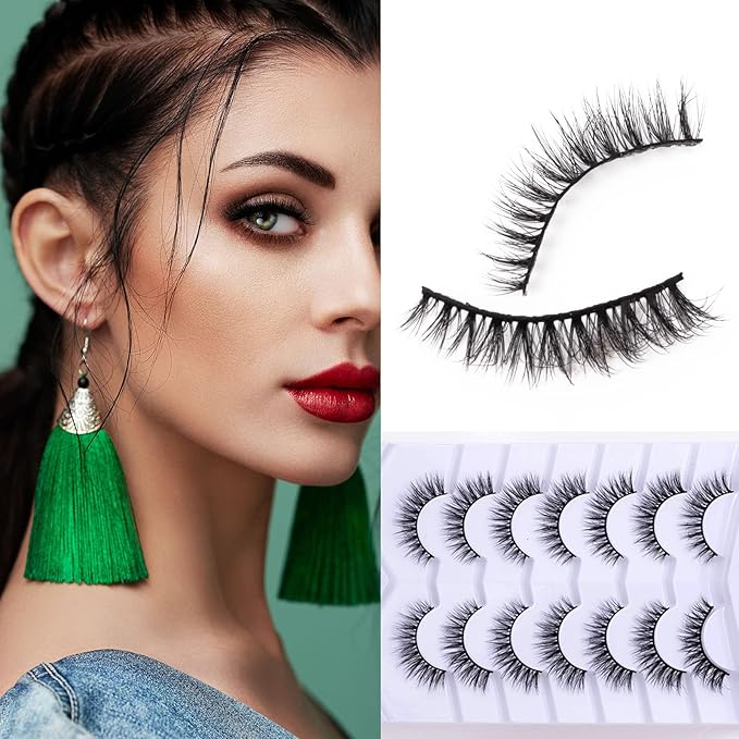 Cat Eye Natural Lashes Wispy False Eyelashes Short Fluffy Fake Lashes - 7 Pairs, ZG71