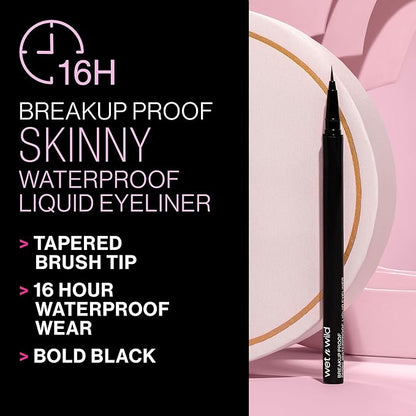 wet n wild Breakup Proof Liquid Eyeliner - Ultra-Fine Brush, Waterproof, Long-Lasting - Cruelty-Free & Vegan - Ultra Black (Pack of 2)