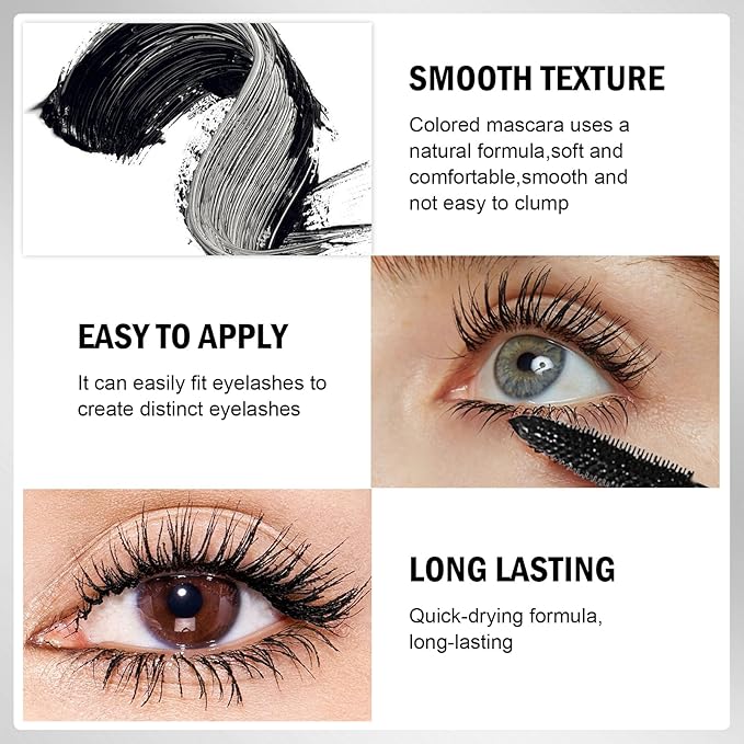 Mascara Eyelashes & Liquid Eyeliner Pencil Set, Lash Extensions Mascara Volume and Length Waterproof, Long-Lasting Smudge-Proof Makeup Set for Women #Burgundy