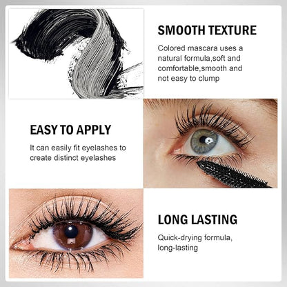 Mascara Eyelashes & Liquid Eyeliner Pencil Set, Lash Extensions Mascara Volume and Length Waterproof, Long-Lasting Smudge-Proof Makeup Set for Women #Burgundy