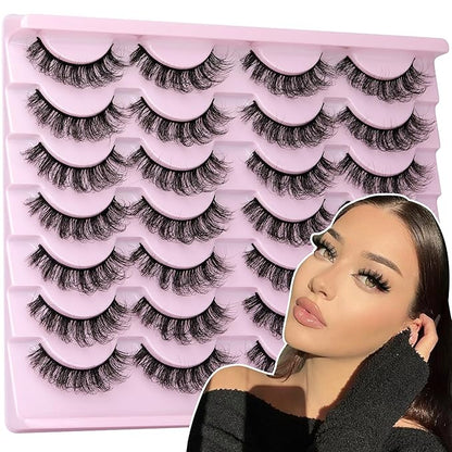 TNFVLONEINS False Eyelashes Wispy Mink Lashes Natural Look Fake Eyelashes 16mm Natural Lashes That Look Like Extensions Lashes Pack