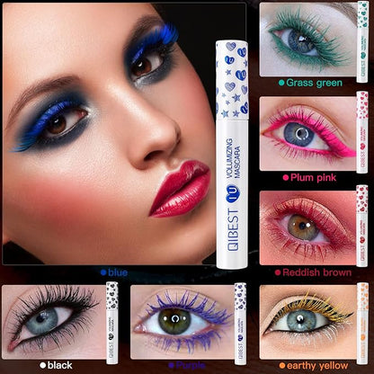 Waterproof Colorful Mascara 7 Colors Long Lasting Mascara Lengthening Voluminous Eyeliner Charming Mascara for Eyelash Eye Makeup