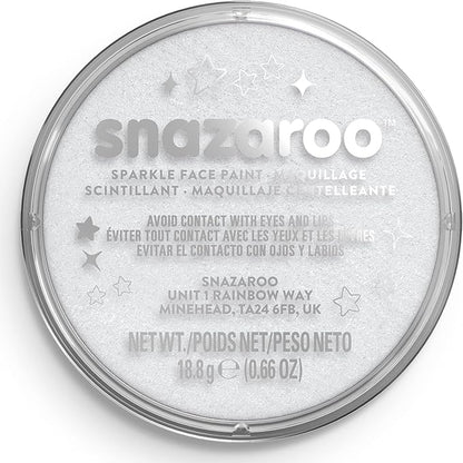 Snazaroo Sparkle Face and Body Paint, 18.8g (0.66-oz) Pot, Sparkle White