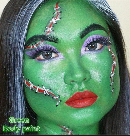 Go Ho Green Body Paint Washable (2.37 oz),Water Based Cream Green Face Paint,Hulk Witch Gamora Makeup,Green Full Face Body Paint for Halloween&St Patricks Day Accessories