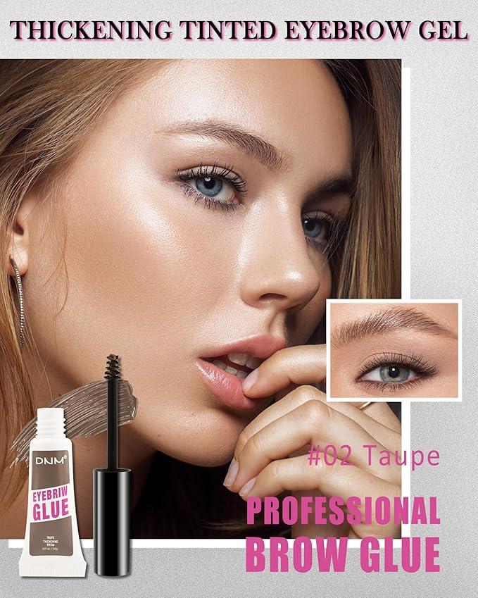 Waterproof Tinted Brow Gel, 2Pcs Thickening Tinted Eyebrow Gel Makeup, Long-Lasting Sweat-proof Eye Brow Mascara Gel Glue, Brow Sculpt and Lift for Natural-Looking, Gel Para Cejas-02 Taupe