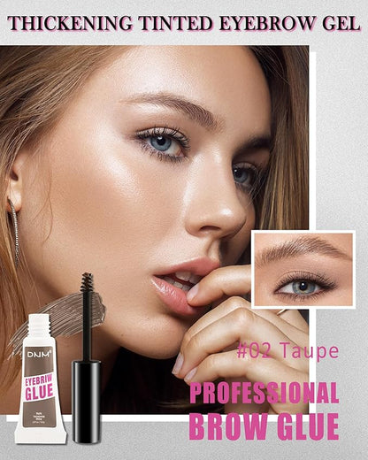 Waterproof Tinted Brow Gel, 2Pcs Thickening Tinted Eyebrow Gel Makeup, Long-Lasting Sweat-proof Eye Brow Mascara Gel Glue, Brow Sculpt and Lift for Natural-Looking, Gel Para Cejas-02 Taupe