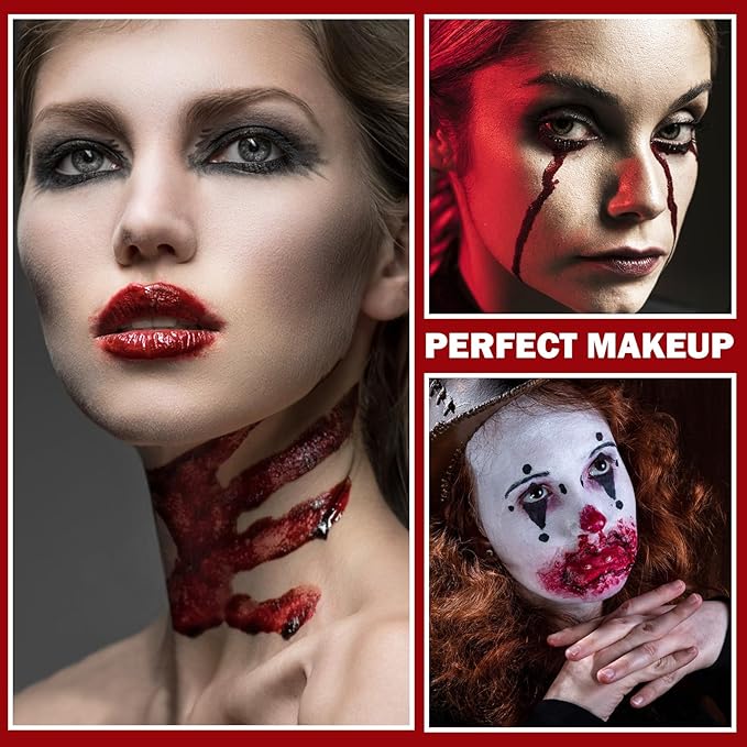 Fake Blood Cream Realistic Washable Fake Blood for Clothes Mouth Eyes,Halloween Zombie Vampire Clown Costume Cosplay Fake Blood Makeup