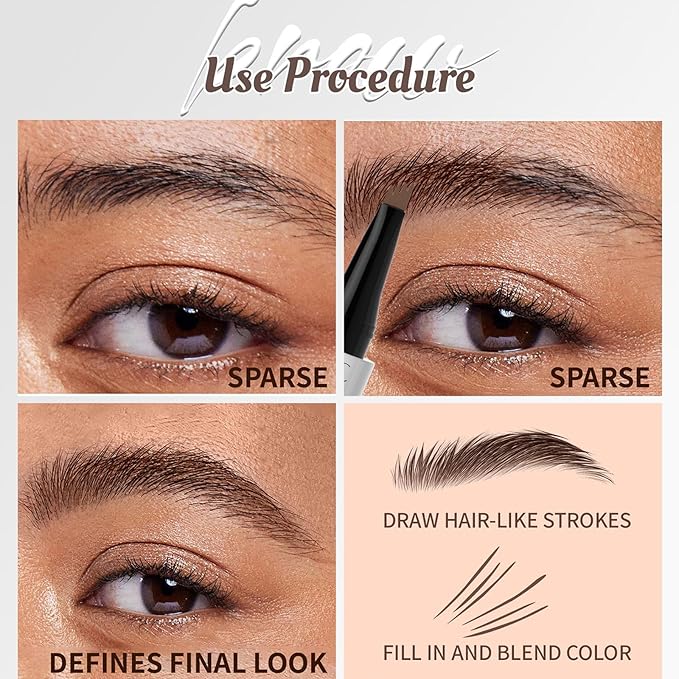 Tattoo Eyebrows Waterproof,2024 New 3D Waterproof Eyebrow Pencil,Eyebrow Pencil with Micro-Fork Tip for Women,Microblading Eyebrow Pen 4 Fork Tip Tattoo Pencil, (Dark brown)