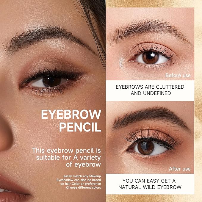 Eyebrow Pencil Light Brown, Microblading Tattoo Brow Pen With A Micro-Fork Tip Applicator, 4 Point Eyebrow Pencil Waterproof Smudge Proof Four-Fork Liquid Eyebrow Pencil Long Lasting Natural Fine Wild 4D Eyebrow Pencil Makeup (01# Light Brown)