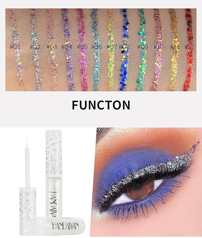 R.Y.M Shimmer Eye Liner Liquid Glitter Mascara Waterproof Shimmer Quick Drying Mascara Eyeshadow for Party Festival Eye Makeup (05#, 0.5 Ounce (Pack of 1))