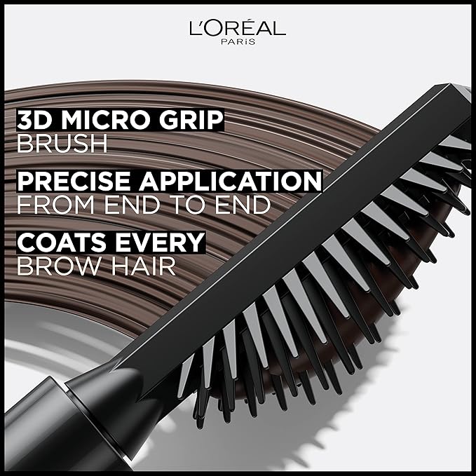 L'Oreal Paris Infallible Volumizing 24H Wear Brow Mascara, Long Lasting Eyebrow Makeup for 2X Fuller Eyebrows, 4.0 Dark Brunette, 0.13 Fl Oz