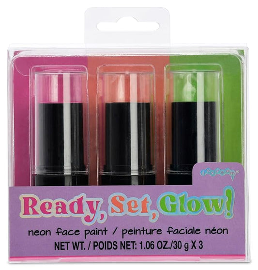 iscream Spooky Season Halloween Glam 3-piece Multicolor Sheer Neon Face Paint Stick Set