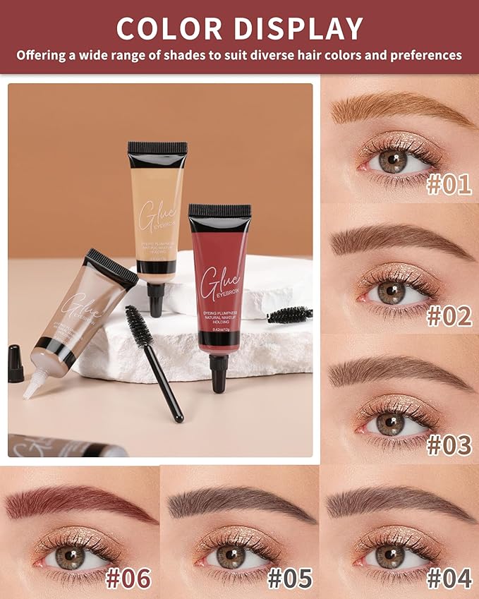 Waterproof Eyebrow Gel Light Brown,Sweat-Proof Longwear Strong Hold Tinted Brow Gel, Vegan,Cruelty-Free, Brow Glue Mascara for Eyebrows with Eyebrow Brush, Enhance Eye Brows Filler Makeup for Women-03