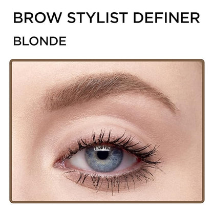 L'Oreal Paris Makeup Brow Stylist Definer Waterproof Eyebrow Pencil, Ultra-Fine Mechanical Pencil, Draws Tiny Brow Hairs and Fills in Sparse Areas and Gaps, Blonde, 0.003 Ounce (Pack of 2)