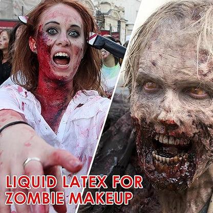 2.2 fl oz Liquid Latex Halloween SFX Makeup Kit, Clear Adhesive Latex Glue for Skin Special Costume Effects for Realistic Scar Cut Wounds Peeling Skin Wrinkes Burns, Light Flesh Body and Face Glue