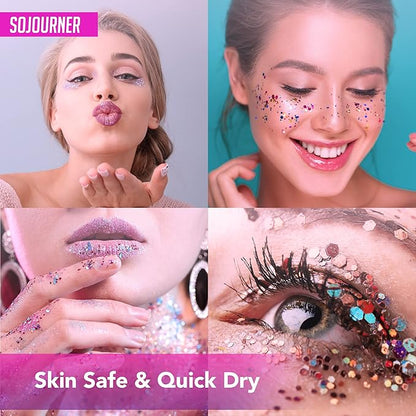 Glitter Body Glue & Face Glue - Face Glitter Makeup Primer for Eye, Face, Skin, Body Adhesive & More | Use with Glitter, Body Jewels, Rhinestones, Makeup and Rave Festival Accessories