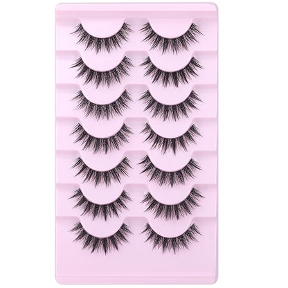 EYDEVRO Manga Lashes Wispy False Eyelashes 3D Spiky Lashes Natural Clear Band Lashes Korean Chinese Japanese Anime Lashes Fake Lashes Strip Lashes 7 Pairs Pack