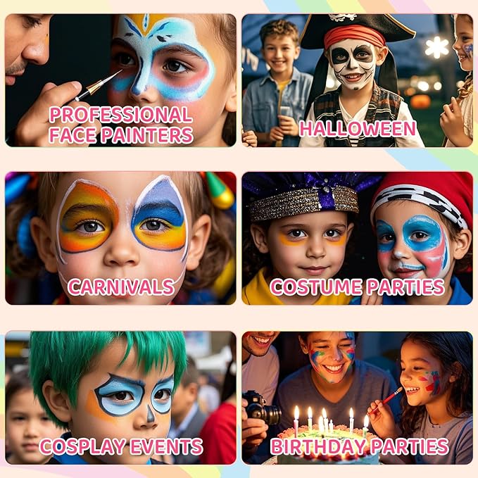 Anka Bella Professional Split Cake Face Paint(120gm),Water Based Face Painting Kit for Kids & Adults,Hypoallergenic & Non-Toxic,Gift for Birthday Parties/Halloween/Carnival