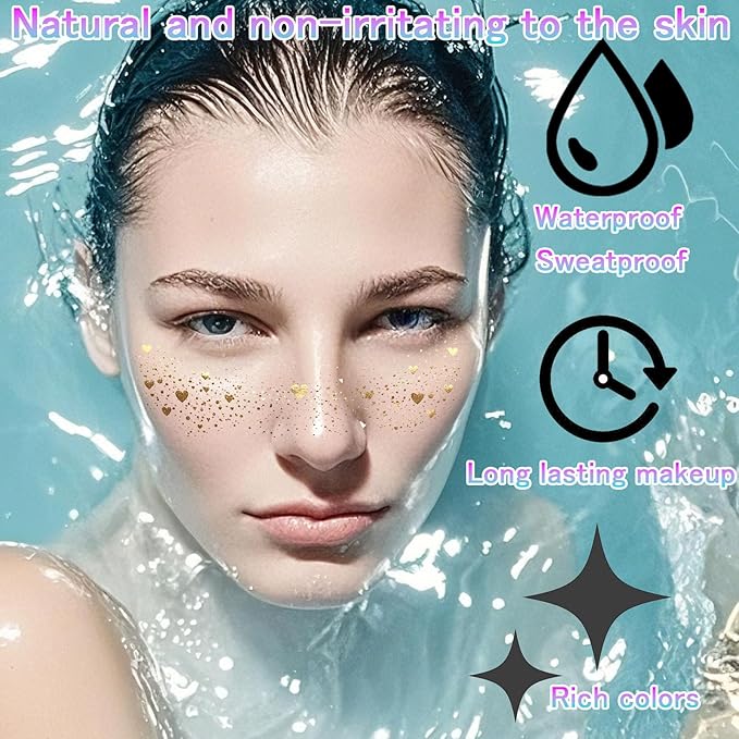 8 Counts Glitter Freckles, Face Glitter Makeup Speckles for Women Girls Festivals, Concerts, Parties, Rave Accessories