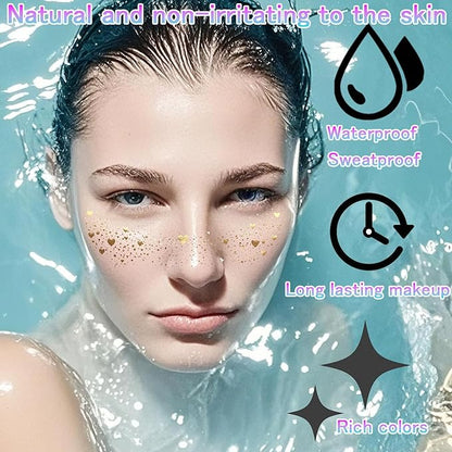 8 Counts Glitter Freckles, Face Glitter Makeup Speckles for Women Girls Festivals, Concerts, Parties, Rave Accessories