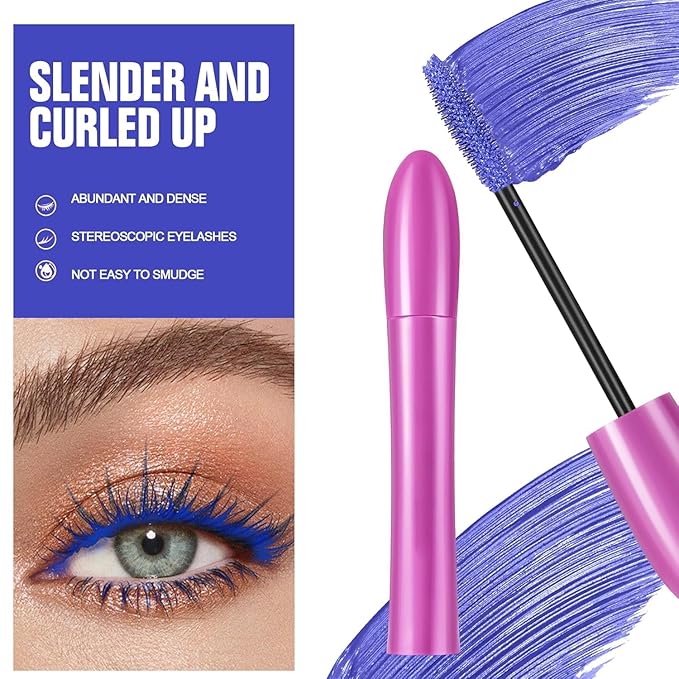 Colored Mascara, Waterproof Volume Lengthening Lashs Cream, 24 H Long Lasting No Flaking Smudge-Proof No Clumping for Making Color Thicker Curled Eyelash (02# Pink, 0.18 OZ)
