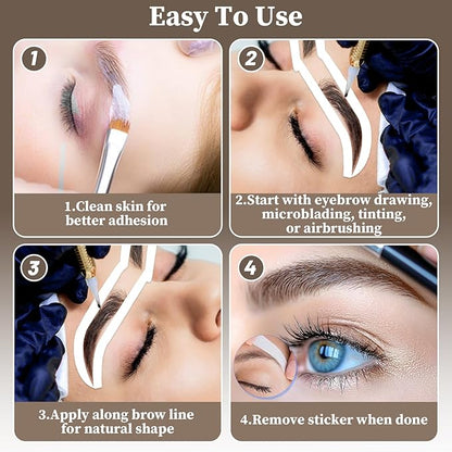 24Pairs Eyebrow Stencil Stickers Disposable, Adhesive Eye Brow Stencils for Women, 3Shapes Eyebrow Tape Strips, Airbrush Eyebrow Stencils Mapping Shaping Guides Brow Template for Tinting Makeup