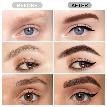 Boobeen 3 in 1 Eye Makeup Set with Liquid Eyeliner Pen, Microblading Eyebrow Pencil and Volume Mascara for Eyelashes, Quick-dry Waterproof Formula, Long Lasting Smudge-proof All Day Natural Eye Look
