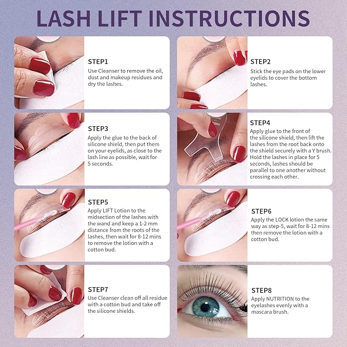 Libeauty Lash Lift Kit Individual Packets and Brow Lamination Kit - Professional Eyelash Perm for DIY at Home, Curls Up to 4 Weeks with Silicone Pads (C Shape)