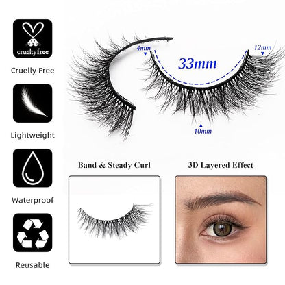 False Eyelashes Short Lashes Natural Look, Wispy Lashes Cat Eye 12mm - 7 Pairs, ZG67