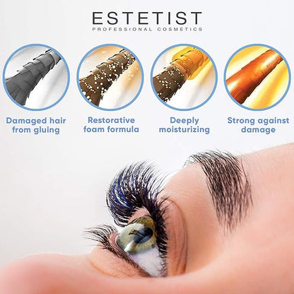 ESTETIST Eyelash Extension Shampoo & Brush - Gentle Aftercare Foaming Lash Cleanser Kit & Makeup Remover - For Home & Salon Use