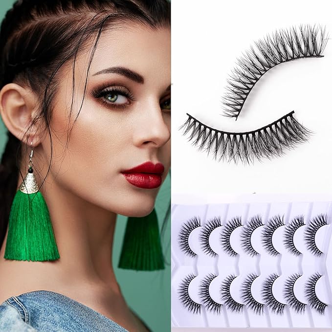 Cat Eye Natural Lashes Wispy False Eyelashes Short Fluffy Fake Lashes - 7 Pairs, ZG52