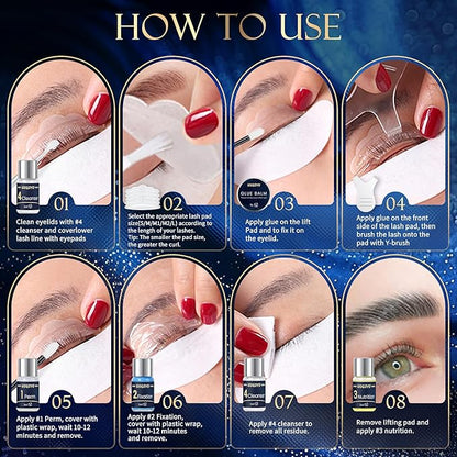 Lash Lift Kit, Eyebrow Lamination Kit, Eyelash Perm Kit, Professional Eyelash & Brow 2 in 1 Perm Kit, 2025 Eyelash Lift Kit Glue Upgraded Version Lasting Effect 6 Weeks, Suitable for Salon & Home Use