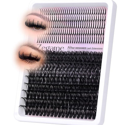 Thick Lash Clusters With Spikes 100D Long Mega Eyelash Clusters 20MM Spikes Individual Lashes 340Pcs Spikes Lash Clusters 13-21MM Volume Eyelash Extensions Wispy Lash Clusters 10-20MM by Zegaine