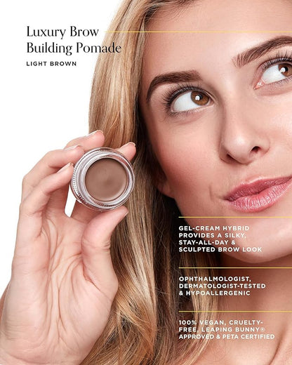 Arches & Halos Brow Sculpting Set - Dual Ended Brush With Brow Building Pomade In Warm Brown - Define, Brush And Blend Brows - Easily Fill, Sculpt Sleek Eyebrows - Vegan, Cruelty Free Makeup - 2 Pc