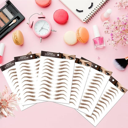 Brown Eyebrow Tattoo 66 Pairs (High Arched Eyebrows), Hair-Like Popular Fake Eyebrows Waterproof Lasting 4D Realistic Makeup Tattoo Arch Style,Eyebrow Transfer Stickers for Women Girls