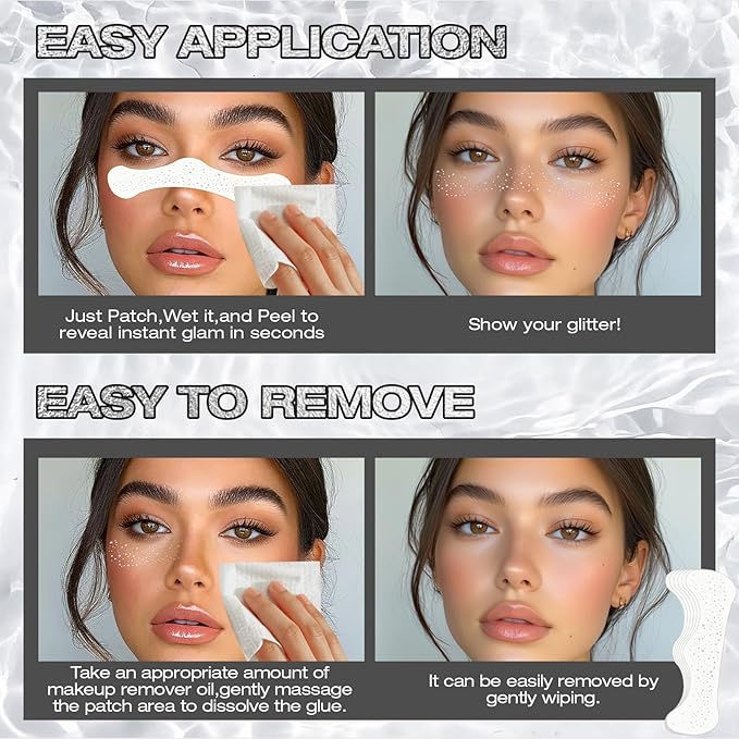 24 Pcs Glitter Freckles Face Tattoo,Silver Face Glitter Makeup Patches Cute Sparkle Freckles Patches Waterproof Makeup Speckles for Face Accessories for Women Girls