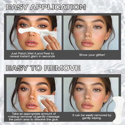 24 Pcs Glitter Freckles Face Tattoo,Silver Face Glitter Makeup Patches Cute Sparkle Freckles Patches Waterproof Makeup Speckles for Face Accessories for Women Girls