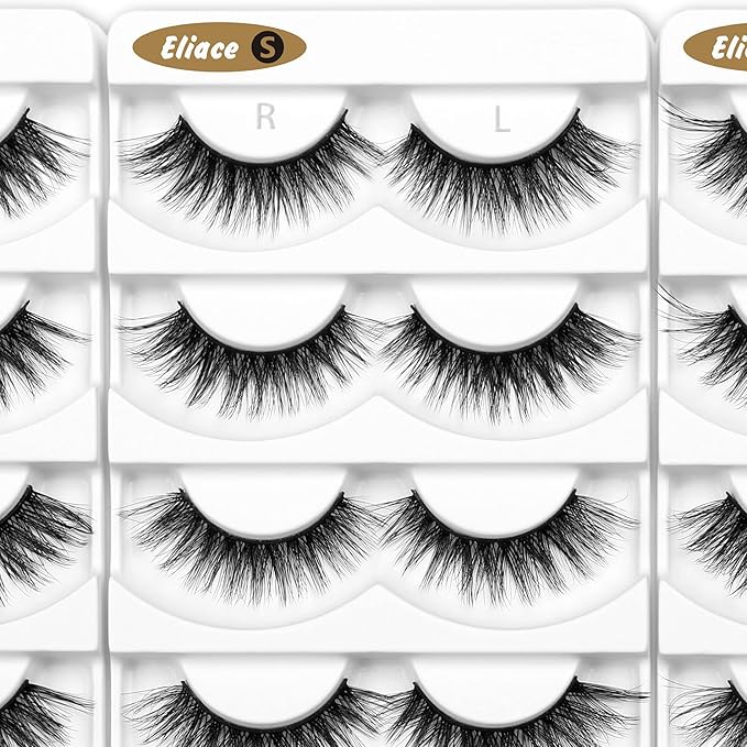 Eliace False Eyelashes Natural look Cat Eye Lashes Wispy Strips,3D Mink Lashes Fake Eyelashes Volume Fluffy Thin Soft Band Comfortable Long Thick Dramatic Cross Eyelash Reusable,15 Pairs, Lexie Style