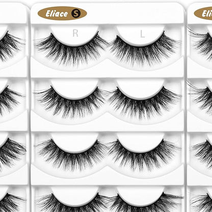 Eliace False Eyelashes Natural look Cat Eye Lashes Wispy Strips,3D Mink Lashes Fake Eyelashes Volume Fluffy Thin Soft Band Comfortable Long Thick Dramatic Cross Eyelash Reusable,15 Pairs, Lexie Style