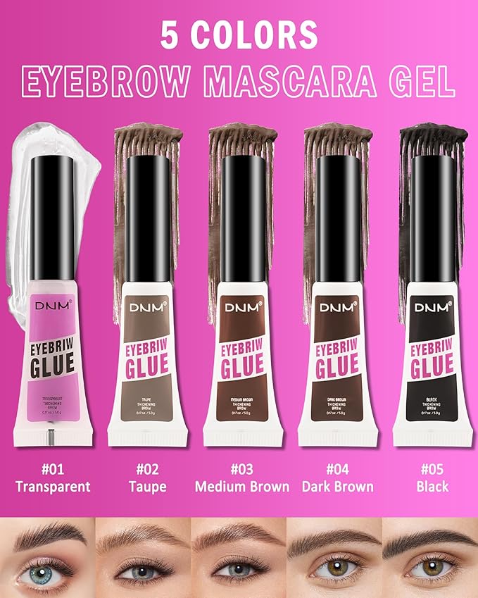 Waterproof Tinted Brow Gel, 2Pcs Thickening Tinted Eyebrow Gel Makeup, Long-Lasting Sweat-proof Eye Brow Mascara Gel Glue, Brow Sculpt and Lift for Natural-Looking, Gel Para Cejas-03 Medium Brown