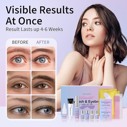 Lash Lift Kit, Black Eyebrow Lamination Kit, Professional Curling Eyelash Perm Kit, Voluminous Make Lash Lifted 4-6 Weeks DIY at Home Achieve Salon-Quality