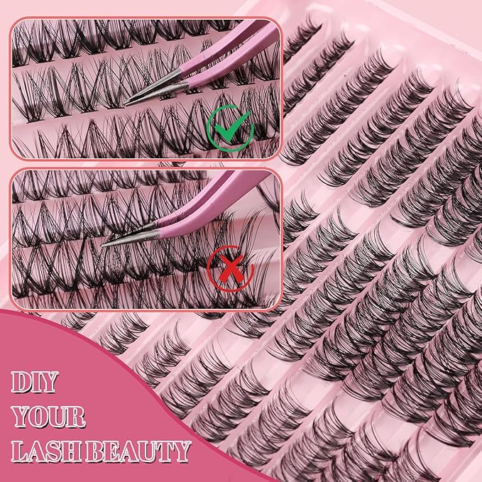 Lash Clusters 300PCS 30D 40D 50D Mixed Volume Wispy Eyelash Extensions 8-16mm D Curl Cluster Lashes Natural Look Professional DIY False Eyelashes Clusters