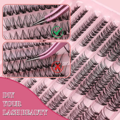 Lash Clusters 300PCS 30D 40D 50D Mixed Volume Wispy Eyelash Extensions 8-16mm D Curl Cluster Lashes Natural Look Professional DIY False Eyelashes Clusters