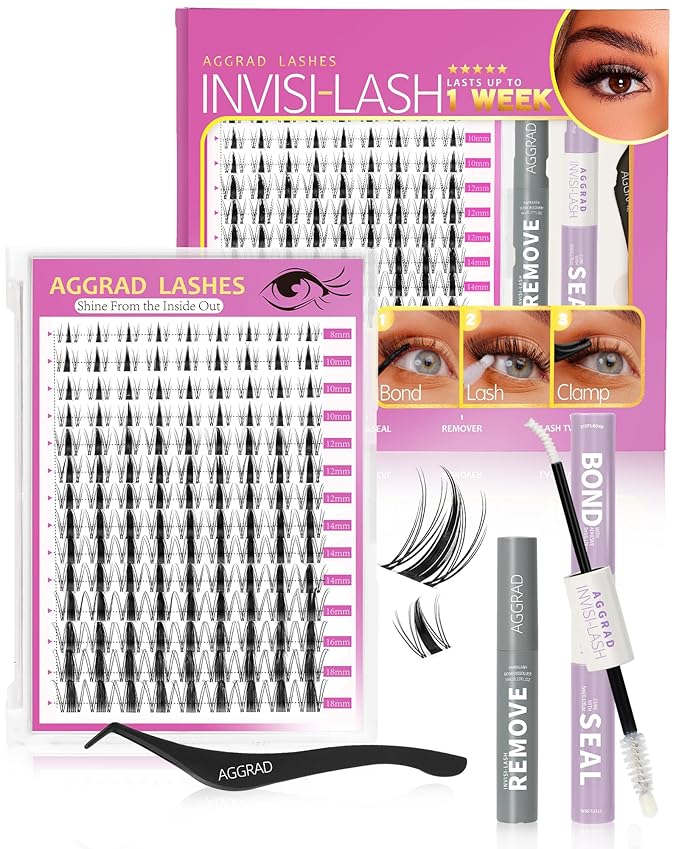 Fairy Lash Clusters Kit Wispy Fluffy 8-18mm Manga Anime Eyelashes Cluster Extension Kit C Curl Individual DIY Fake Lashes Extension Kit with Lash Bond and Seal Waterproof False Eyelashes Clusters Kit