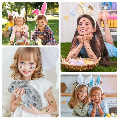 Easter Temporary Tattoos for Kids, Easter Egg and Bunny Fake tattoo for Boys and Girls,Easter Basket Stuffers