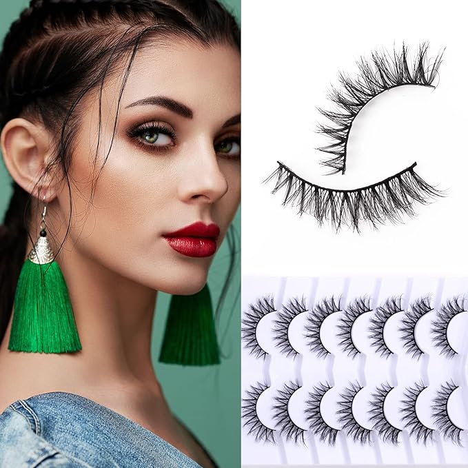 Cat Eye Natural Lashes Wispy False Eyelashes Short Fluffy Fake Lashes - 7 Pairs, ZG68